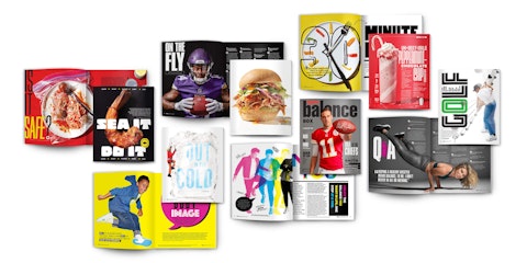 A series of inside pages of Hy-Vee Balance magazine.