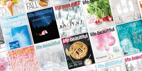 A series of covers of Life:Beautiful magazine.