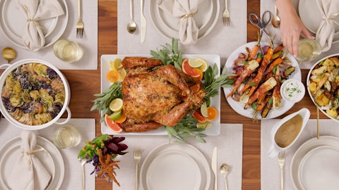 The poster image for a Thanksgiving dinner story from a Hy-Vee Seasons instructional recipe video.
